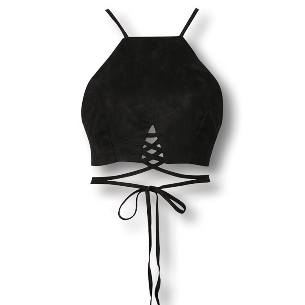 Suede crop top.